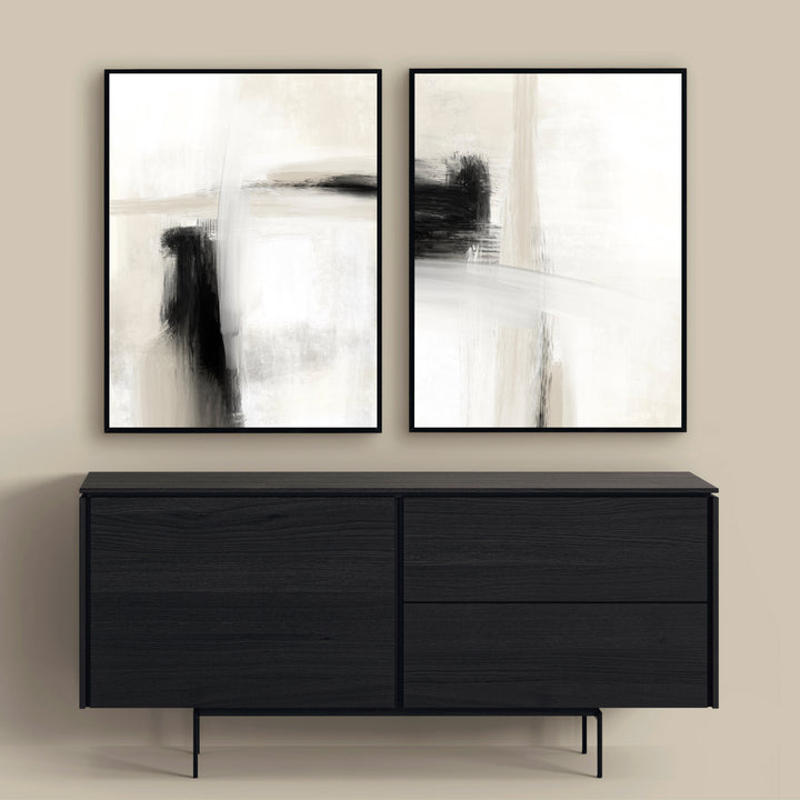 neutral abstract framed canvas premium nude beige black