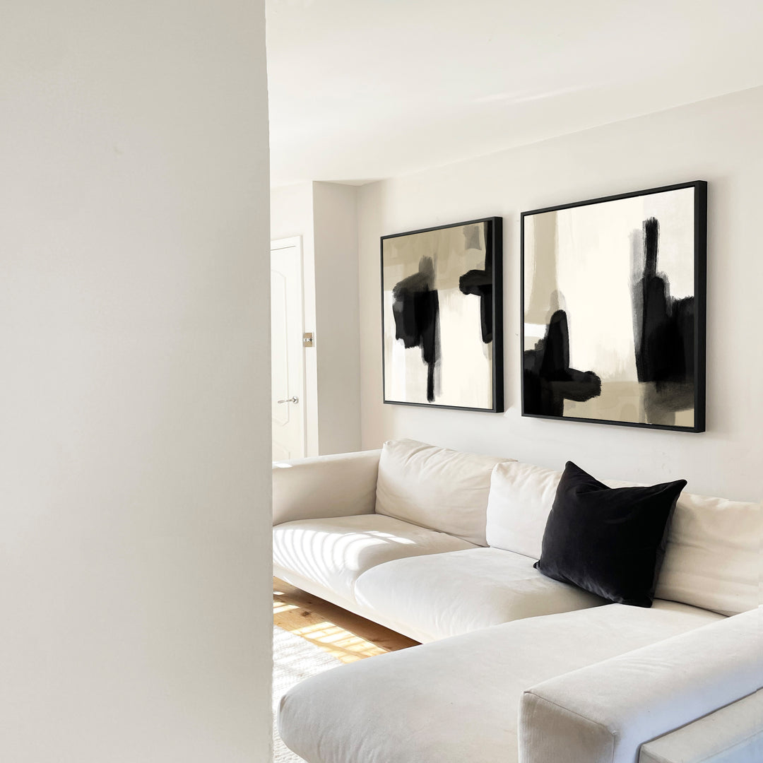 premium canvas abstract wall art nude neutral beige brown black 