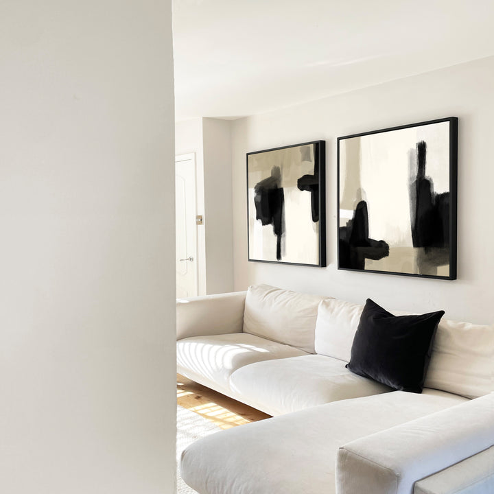 premium canvas abstract wall art nude neutral beige brown black 