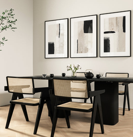 beige abstract gallery wall