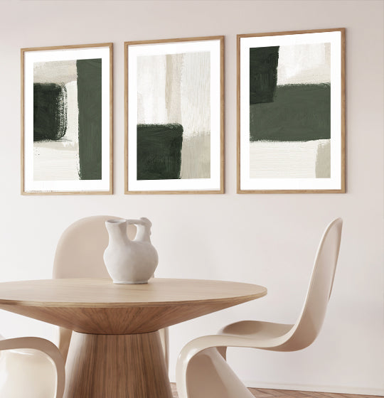 abstract wall art print beige green stone neutral white